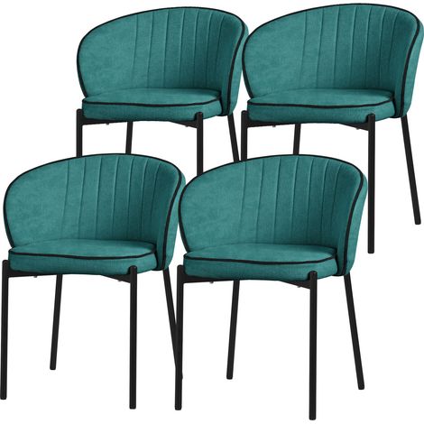 ML-Design Esszimmerstühle 4er Set Petrol, Küchenstühle mit Stoffbezug und Stahlbeinen, Wohnzimmerstuhl mit Rückenlehne, Polsterstühle für Esszimmer und Küche, Gepolsterte Stühle Ergonomischer Sessel
