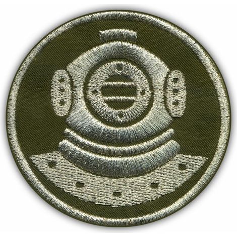 Patchion Diver (olivsilber) – Aufbügelbare/Heißsiegel-Rückseite – Gestickter Aufnäher/Abzeichen/Emblem