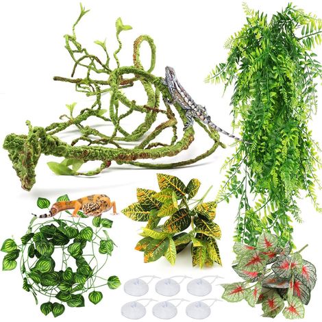 Set de lianes suspendues pour terrarium reptile plantes artificielles décoration d'aquarium accessoires pour décoration de bouteille écologique vert (1/5)