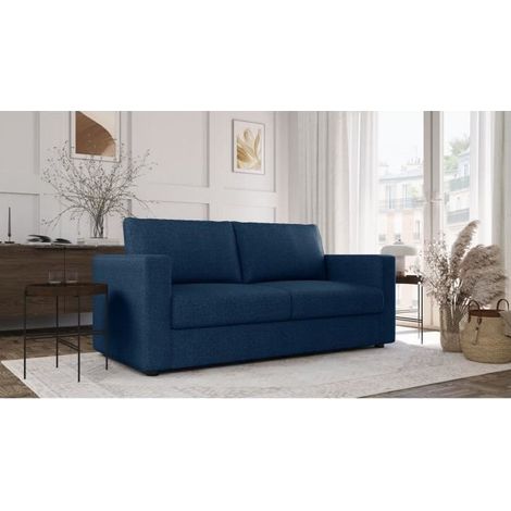 Canapé 3 places - Delta - Tissu Bleu - Convertible semi-express - 190 x 92 x 90 cm (1/5)