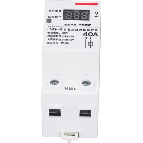 Dispositif de protection contre les surtensions et les sous-tensions sur rail DIN, à récupération automatique, avec indicateur et affichage, 40 A, 230 V (1/5)