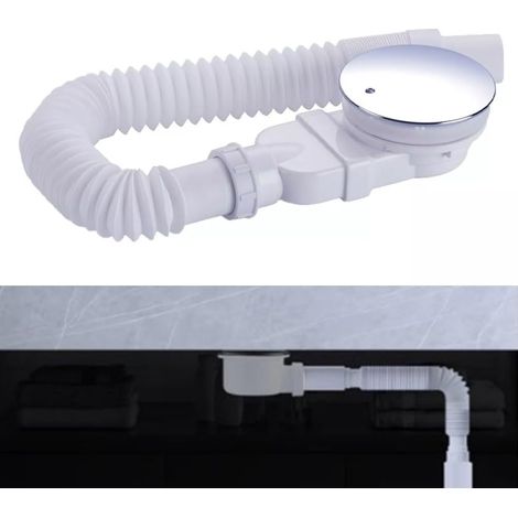 Lauwexe – Bonde de douche 90 mm extra plate – Siphon avec système anti-odeurs – Tamis à cheveux – Tuyau flexible – Couvercle chromé (1/5)