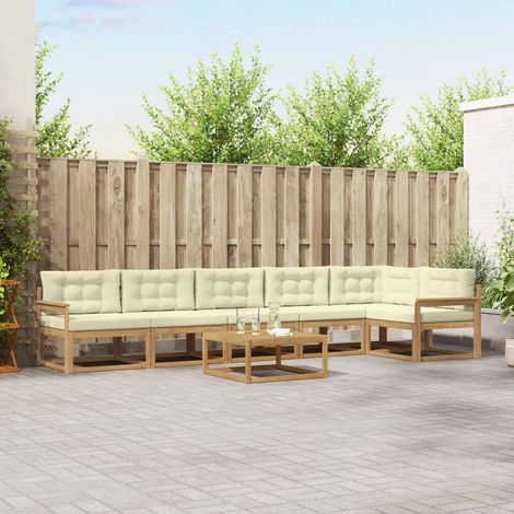 vidaXL Outdoor-Sofagarnitur 7 pcs Weiß und Creme 79 x 79 x 37 cm (1/5)