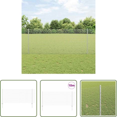 Gartenzaun - Zaun mit Pfosten Silber 1 x 10 m Stahl (1/5)