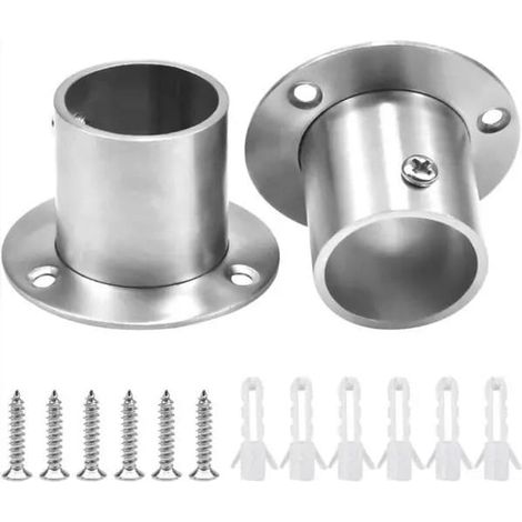 Support de bride pour tige, acier inoxydable 304, pour tige de diamètre 32 mm, avec vis de réglage, lot de 2 pièces, argenté, une bride de 62 mm (1/4)
