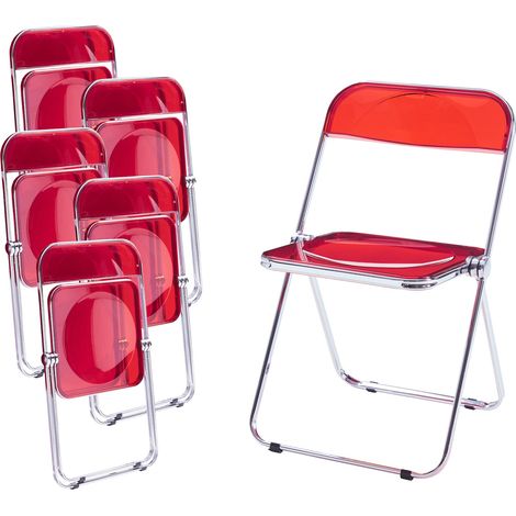 Set di 6 sedie pieghevoli 74 x 46 x 47 cm rosse 030009908