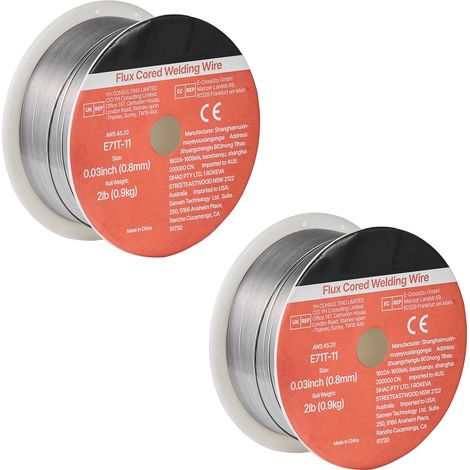 Mophorn Alambre de soldadura MIG con núcleo fundente,E71T-11, 0,8mm, 0,9kg, diseñado para acero dulce sin necesidad de gas,ideal para soldadura por arco en diversas posiciones y adecuado para trabajos (1/5)