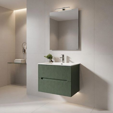 Composizione mobile bagno sospeso con cassetti cm 60 cannettato mod. STICK - Verde Bosco (1/4)