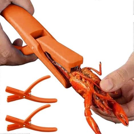 Outil pour décortiquer les écrevisses, éplucheur d'écrevisses, outil pour fruits de mer, décortiqueur d'écrevisses, éplucheur de crevettes, éplucheur d'écrevisses (Orange 2 pièces) (1/5)