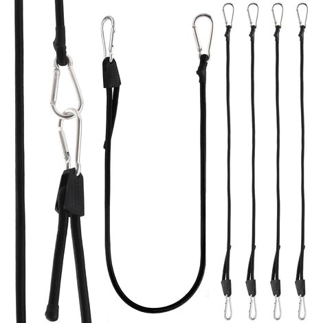 6 Pièces Tendeurs Elastique avec Mousqueton Tendeur Elastique Noir (1/5)