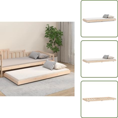 Cadre de lit sans matelas 75x190 cm bois de pin massif - Cadre De Lit - Lit Simple - Bois De Pin - Meuble Chambre - Literie (1/5)
