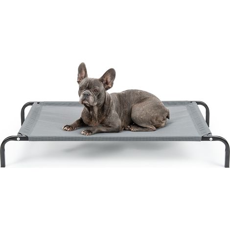 lionto Hundeliege, bequemes Outdoor Hundebett mit Netzgewebe, erhöht, luftig & wetterfest, 106x62 cm, grau