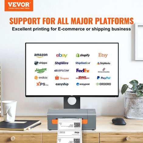 Imprimante d'Étiquettes Thermique Direct 4x6 Code à Barres USB Haute Vitesse 150 mm/s 203 dpi pour Colis Expédition Compatible avec… (1/5)