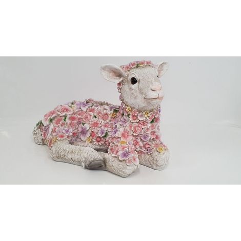 Dekofigur Blumenschaf liegend 23 x22x 41 cm