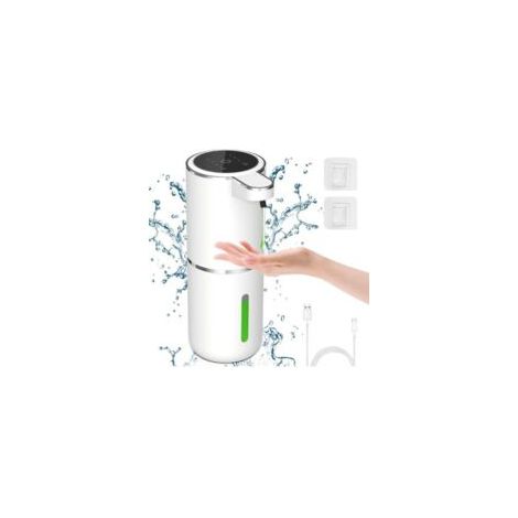 Automatischer Seifenspender, Leistungsanzeige, 380 ml Küchenseifenspender, 4-stufig einstellbare Flüssigkeitsmenge, berührungslose Infrarot-Erkennung für Shampoo und Duschgel – Crezuo