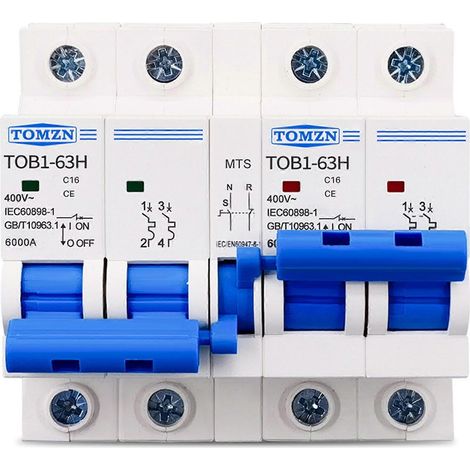 TOMZN 2P+2P MTS TOMZN Commutateur de transfert manuel double alimentation CA Disjoncteur MCB 50 Hz/60 Hz, 16 A16 A (1/5)