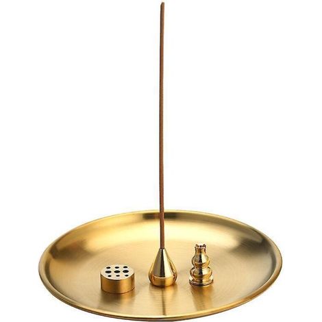 Brûleur d'encens 3 en 1, porte-encens en laiton de 14 cm, récupérateur de cendres conique en alliage pour une utilisation intérieure et extérieure (1/5)
