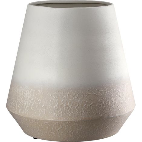 Vase Echo - Métal - Beige Mat - Structuré - Hauteur 24 cm x Ø 24 cm - Vase décoratif étanche (1/4)