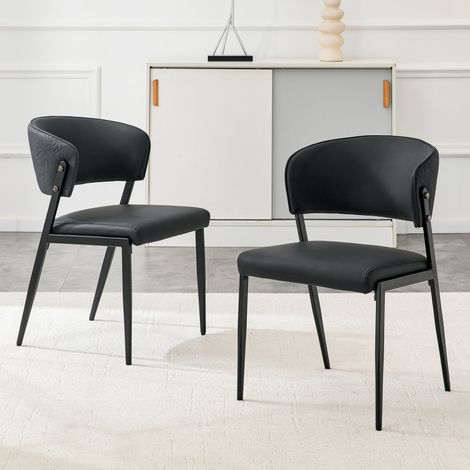 Chaises modernes – Lot 2 – Rembourrées – Métal – Dossier ergo – Similicuir – Salle à manger/Salon/Cuisine – Modèle 4 (1/5)