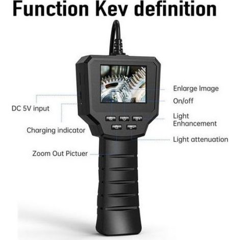 Caméra D'inspection - 1440P HD - Câble Semi-rigide 5 M - Lentille 8 Mm - Étanchéité IP67 - 6 Led Réglables - Écran 2,4 Pouces - Batterie 2600 Mah (1/5)