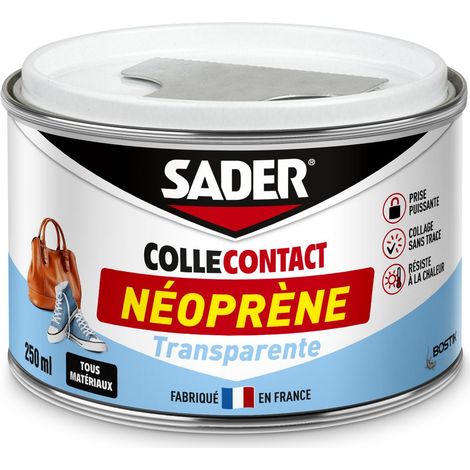 Sader Colle Contact Néoprène Invisible Transparente - Collage Extra Forte Tout Matériaux- Intérieur Et Extérieur Sous Abris - Pot de 250 ml