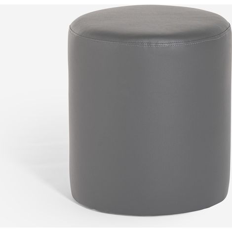 Pouf poggiapiedi di design a cilindro in similpelle bianco grigio Hebi - Grigio
