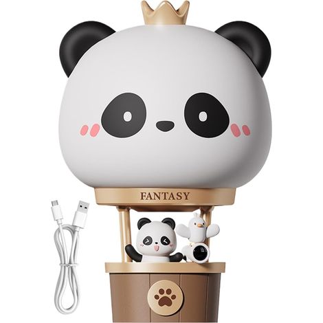 Lampe de table panda mignon en forme de panda, 9,9 x 9,9 x 13,5 cm, veilleuse à 3 vitesses à intensité variable, lampes rechargeables pour chambre à coucher, salon, bureau et dortoir, ABS + silicone (1/5)