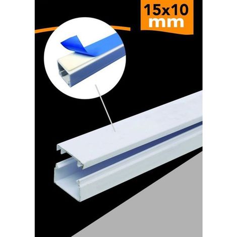 TrAdE Shop Traesio - 10 Pz Profili Canalina Passacavi Con Biadesivo In Pvc Colore Bianco 2 Mt 15x10mm - (1/4)