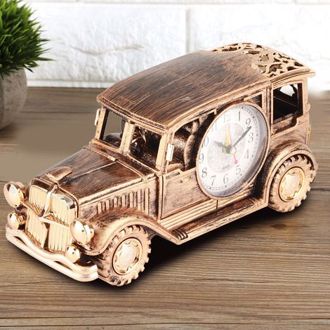 Réveil de bureau multifonction, réveil voiture vintage classique, cadeau (bronze) (1/5)
