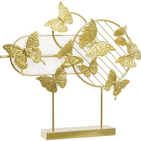 Metalldekoration 63x9x58.4 Goldene Schmetterlinge Metallmaterial Mehrfarbige Farbfamilie Innenausstattung Details (1/3)