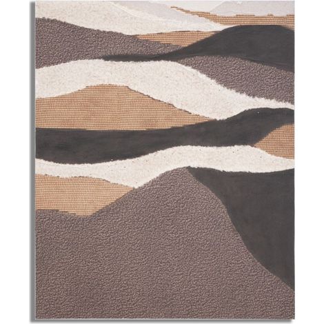 Dipinto su tela Darky astratto tessile paesaggio nei toni marrone e bianco 80x100 cm (1/5)