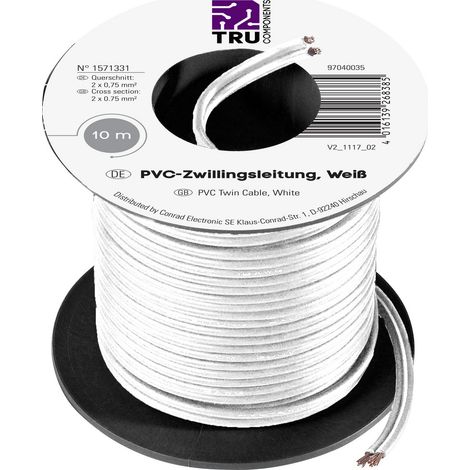 TRU COMPONENTS 1571331 Litze  2 x 0.75 mm² Weiß 10 m