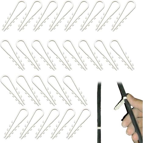 Lot de 100 chevilles à boucle - Clips électriques - Fixation de câble - Clip de serrage mural - Colliers de serrage pour câbles électriques - Pince à chevilles, serre-câbles, fixation murale (1/5)