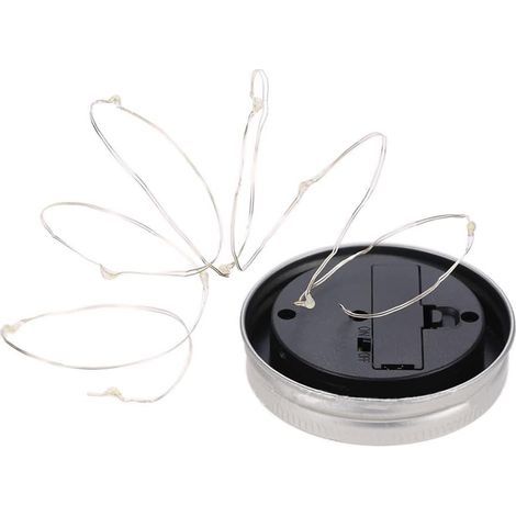 10 lampes solaires mini suspendues, guirlande jarre/mason jar, blanc, extérieur/jardin. (1/5)