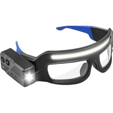 Lunettes de travail - Goggles de Vélo de 16cm pour les Lunettes de Sécurité, Anti-Buts avec type C, Lumière LED pour la Marche, Travail Extérieur, Moto, Protection contre la poussière,Bleu (1/5)