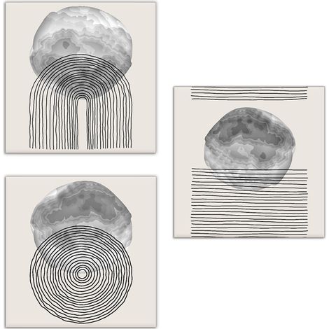 Lupia - Set 3 Quadri su Tela CANVAS DAY LINES 38x38 cm geometria astratta, Stampa Vivida, Pronto da Appendere, Decorazione per Soggiorno, Capezzale Testiera Camera da Letto, Cucina, Ufficio (1/4)