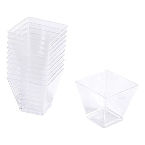 Set de 25 Verrines en Plastique Réutilisable Carre 60Ml Transparent (1/2)