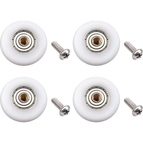 Set of 4 shower door rollers – Replacement part for sliding glass bathroom shower door (roller diameter 23 mm) (1/5)