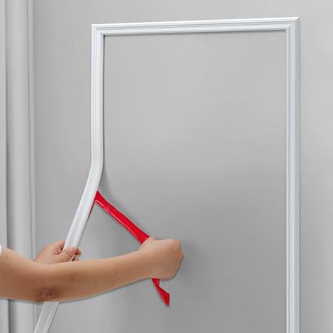 Panneau de rail de chaise à décoller et à coller pour décoration de la maison et protection murale (peinture blanche, 3 m x 2,3 cm) (1/5)