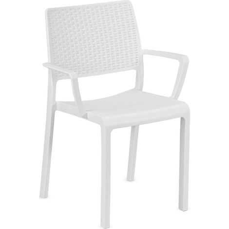 Chaise d'extérieur Monzuno, une chaise empilable Made in Italy, blanche (1/3)