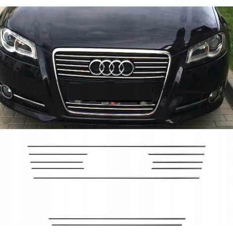 Garniture de calandre chromée pour Audi A3 8PA 8P S3 – Bandes professionnelles – Installation facile avec ruban adhésif 3M – Résistance aux intempéries