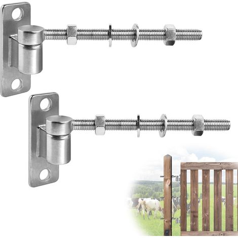 2 charnières pour portail M12 (20cm) à boulon J, robustes, réglables pour portail jardin, clôture, bois et métal (1/5)