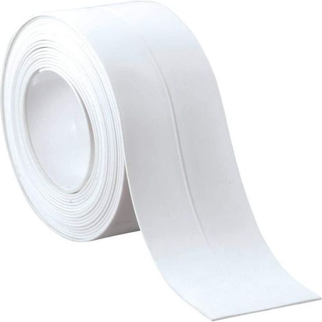 Ruban adhésif auto-adhésif, 1 rouleau de 5 m x 3,8 cm, bande d'étanchéité pour toilettes, mastic pour le pourtour de la base, alternative traditionnelle au calfeutrage pour la salle de bain, la baigno (1/5)