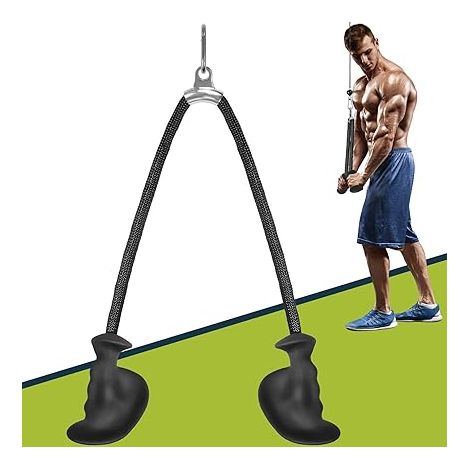 Corde Triceps, Sangle de Tirage Souple et Ergonomique pour Dorsaux, Biceps - Prise en Main Confortable Anti-Dérapante Taille Unique Équipement Fitness pour Salle Sport Domicile (1/5)