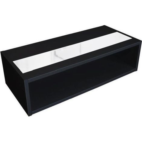 Tavolino basso DANN nero con banda bianca lucida - 116 x 51 x 34 cm (1/3)