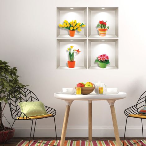 Stickers 3D fleurs les plus belles de la prairie 60 x 60 cm (1/4)