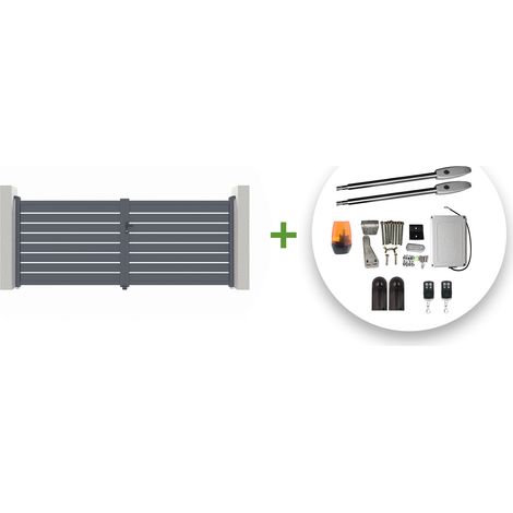 Portail battant électrique VOGEL 400x160cm gris + Motorisation TANKER B250 (1/4)