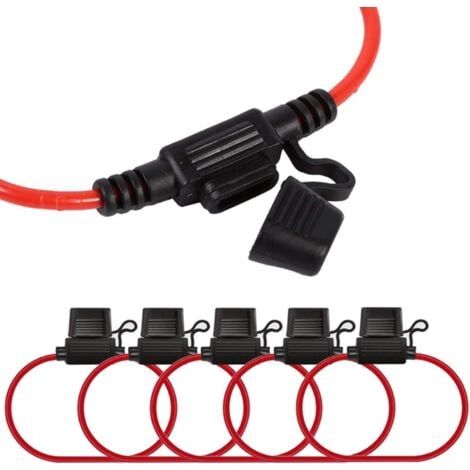 Aiperq Sicherungshalter mit wasserdichter Kunststoffabdeckung, Inline-Flachsicherungshalter, Steckbarer Flachsicherungshalter, Passend für Standardsicherungen, Geeignet für LKWs, Autos, Motorräder und (1/4)