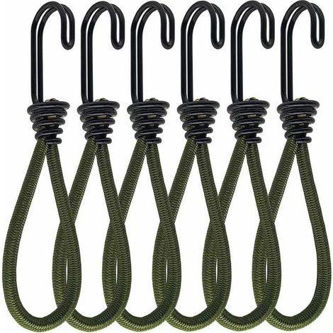 6 elastische Gummiseile mit Haken, Haken-Gummiseile für Planen, Bannerbefestigungen, wiederverwendbare Spannreifen (1/4)