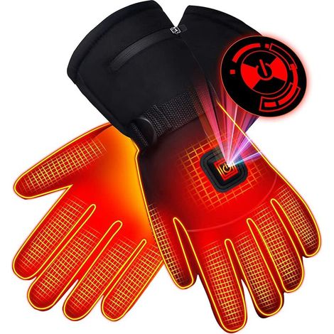 Gants chauffants électriques pour hommes et femmes, gants thermiques à 3 niveaux de chaleur, gants d'hiver chauffants pour le vélo, la moto, le ski et la chasse en motoneige. (1/5)